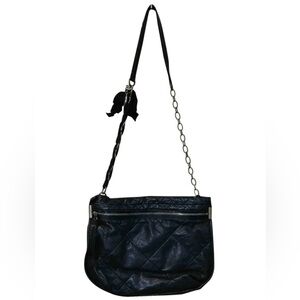 Authentic Lanvin Black Leather Crossbody Handbag